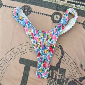Frankie's Bikinis Minimal Bikini Bottom with Multicolor and ruching